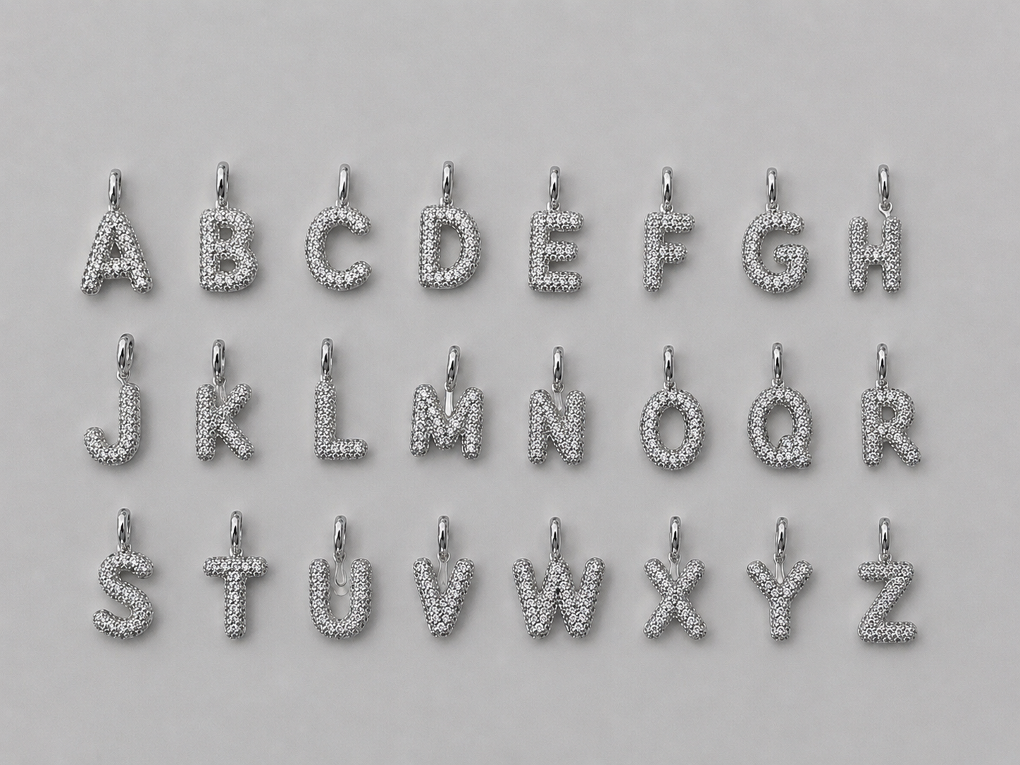 Letterina Zirconata Media in Silver - per collona magnetica e non